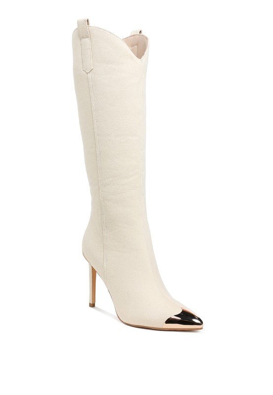 Places To Be Knee High Denim Boots - KIOKO