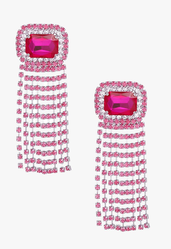 Prophyte Pulse Crystal Fringe Earrings - Pink - KIOKO