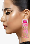 Prophyte Pulse Crystal Fringe Earrings - Pink - KIOKO