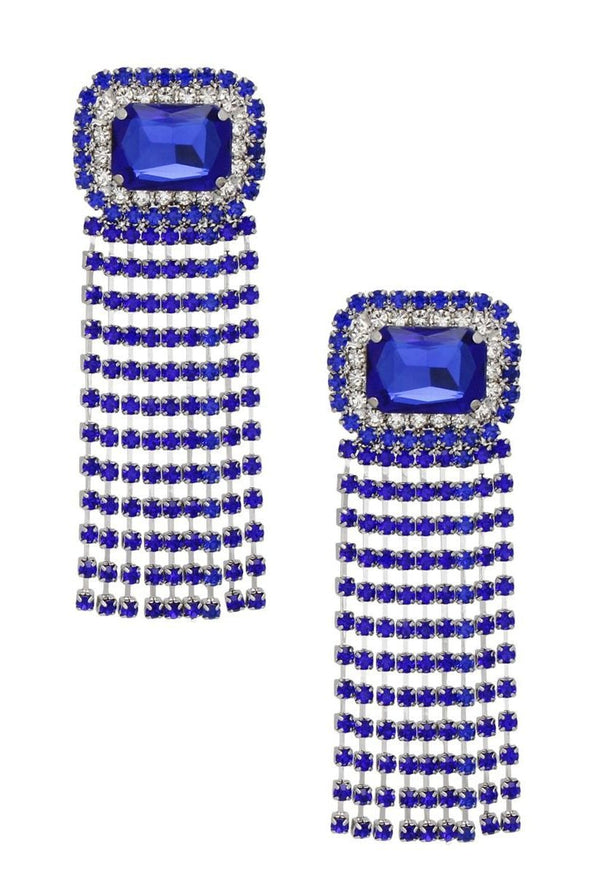 Prophyte Pulse Crystal Fringe Earrings - Royal - KIOKO