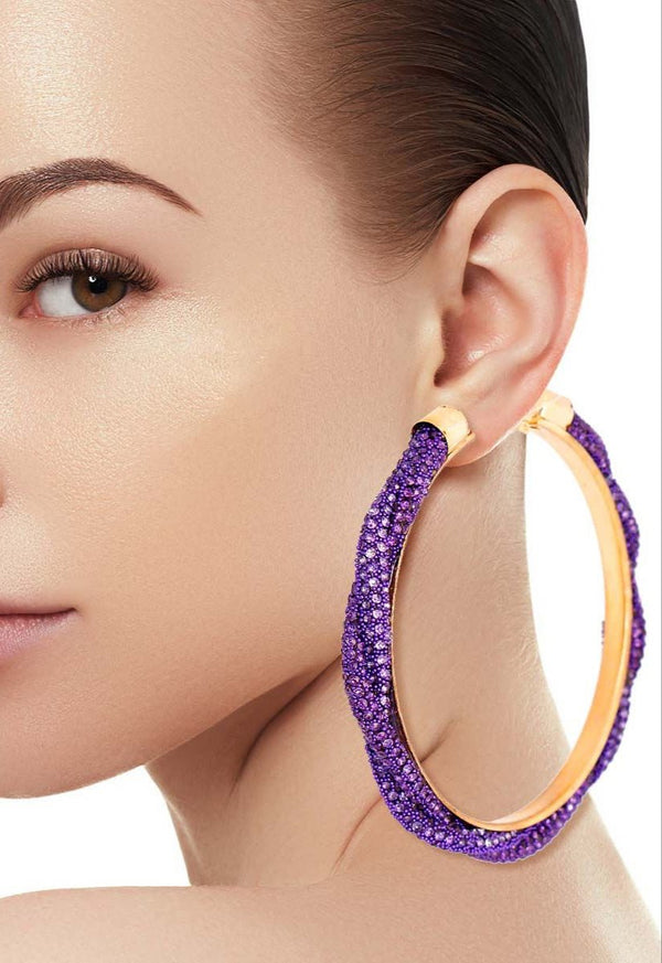 Purple Violet Twisted Stone Hoops - KIOKO