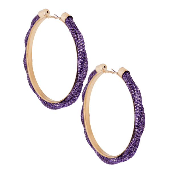 Purple Violet Twisted Stone Hoops - KIOKO