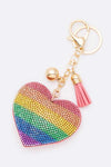 Rainbow Heart Rhinestone Keychain - KIOKO