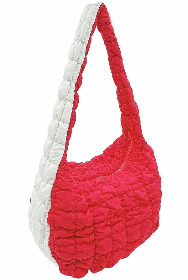 Red & Ivory Quilted Delta Signature Couture Bag - KIOKO