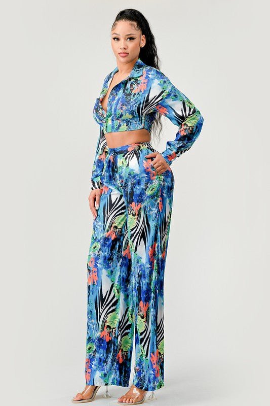 Reina Fuego Tropical Mirage Palazzo Set - KIOKO