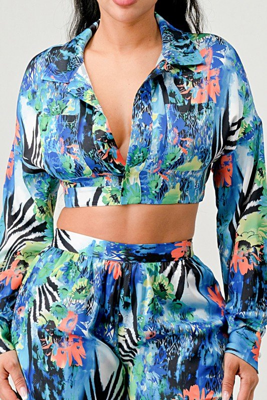Reina Fuego Tropical Mirage Palazzo Set - KIOKO