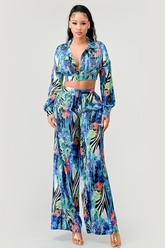 Reina Fuego Tropical Mirage Palazzo Set - KIOKO