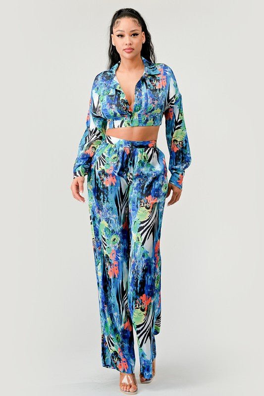 Reina Fuego Tropical Mirage Palazzo Set - KIOKO