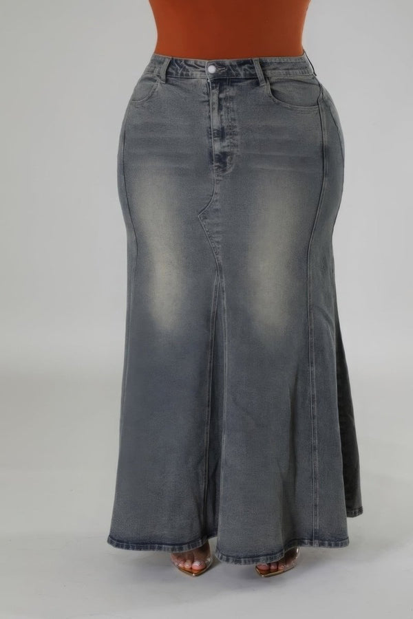 Rowan High - waisted Denim Skirt - KIOKO