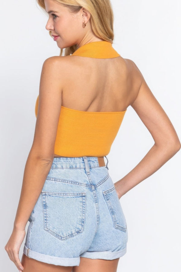 Sable Flame Knit Halter Top - KIOKO