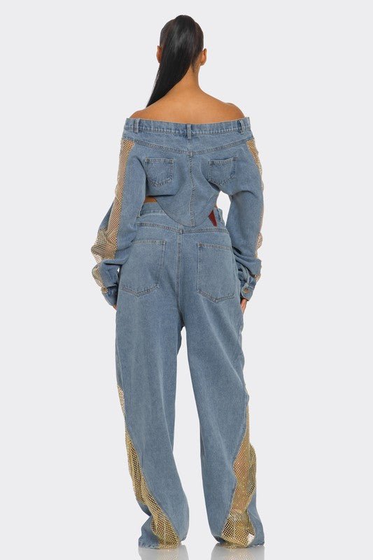 Serving The Most Mesh Denim Set - KIOKO