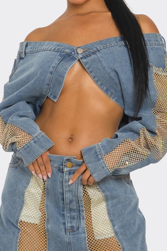 Serving The Most Mesh Denim Set - KIOKO