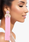 She Made It Vintage Tassel Earrings - Pink - KIOKO