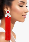 She Made It Vintage Tassel Earrings - Red - KIOKO