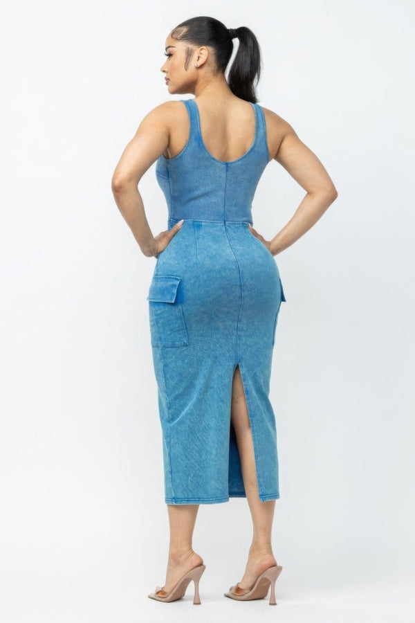 Snatchiq Acid Washed Midi Dress - KIOKO