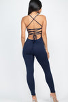 So Cinched Criss - Cross Open Back Jumpsuit - KIOKO