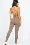 So Cinched Criss - Cross Open Back Jumpsuit - KIOKO