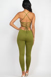 So Cinched Criss - Cross Open Back Jumpsuit - KIOKO