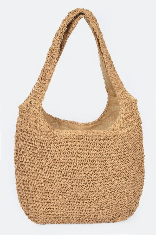 Stitched Up Straw Hobo Bag - KIOKO