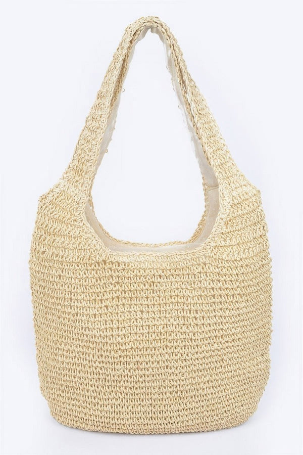 Stitched Up Straw Hobo Bag - KIOKO