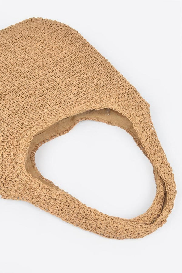 Stitched Up Straw Hobo Bag - KIOKO