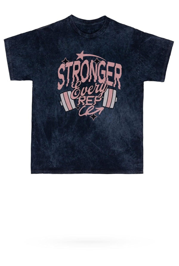 Stronger Every Rep Mineral Wash Gym Tee - KIOKO