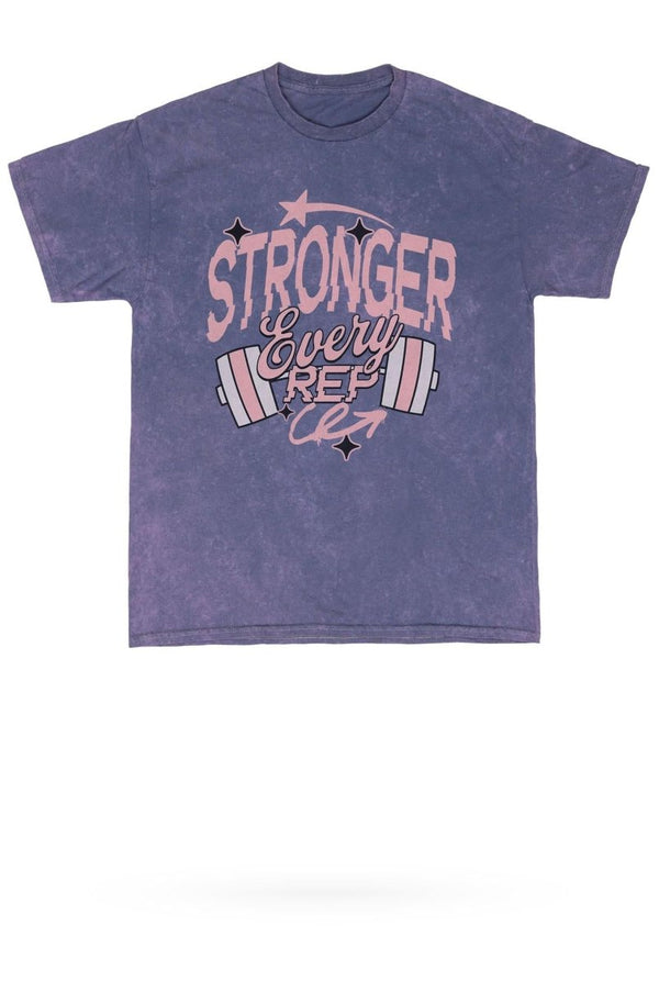Stronger Every Rep Mineral Wash Gym Tee - KIOKO