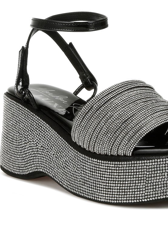 Swifties Rhinestone Embellished Lace - Up Sandals - KIOKO