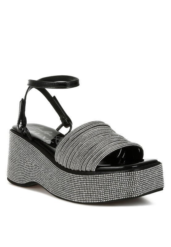 Swifties Rhinestone Embellished Lace - Up Sandals - KIOKO