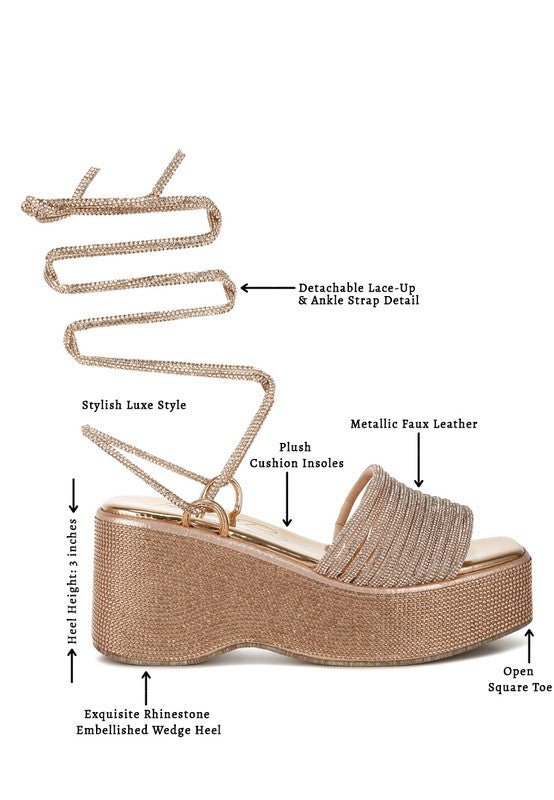 Swifties Rhinestone Embellished Lace - Up Sandals - KIOKO