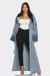 Top Mode Longline Denim Trench Coat - KIOKO