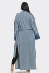 Top Mode Longline Denim Trench Coat - KIOKO
