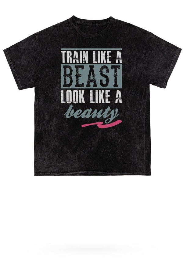 Train Like A Beast Mineral Wash Gym Tee - KIOKO