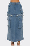 Two - Face Denim Maxi Skirt - KIOKO