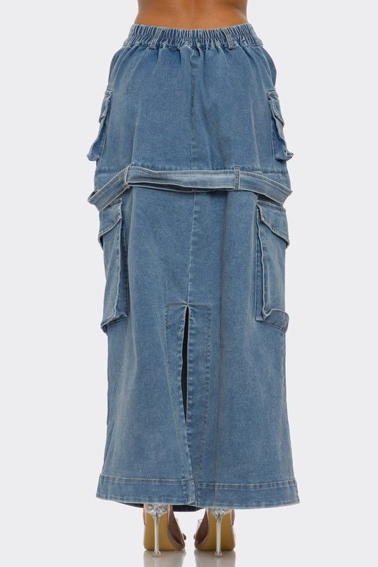 Two - Face Denim Maxi Skirt - KIOKO