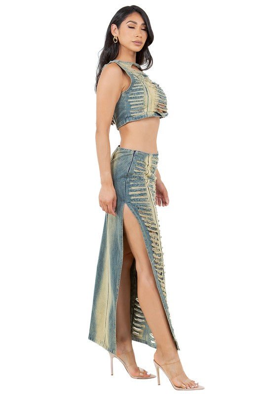 Urban Indigo Denim Pants Set - KIOKO