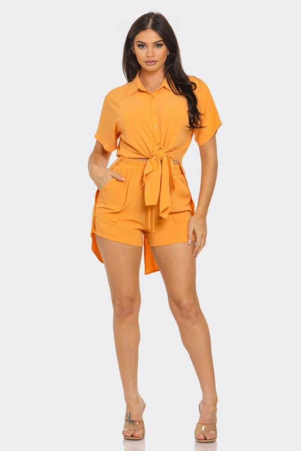 Vanta Front Tie Oversized Shorts Set - KIOKO