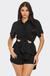 Vanta Front Tie Oversized Shorts Set - KIOKO