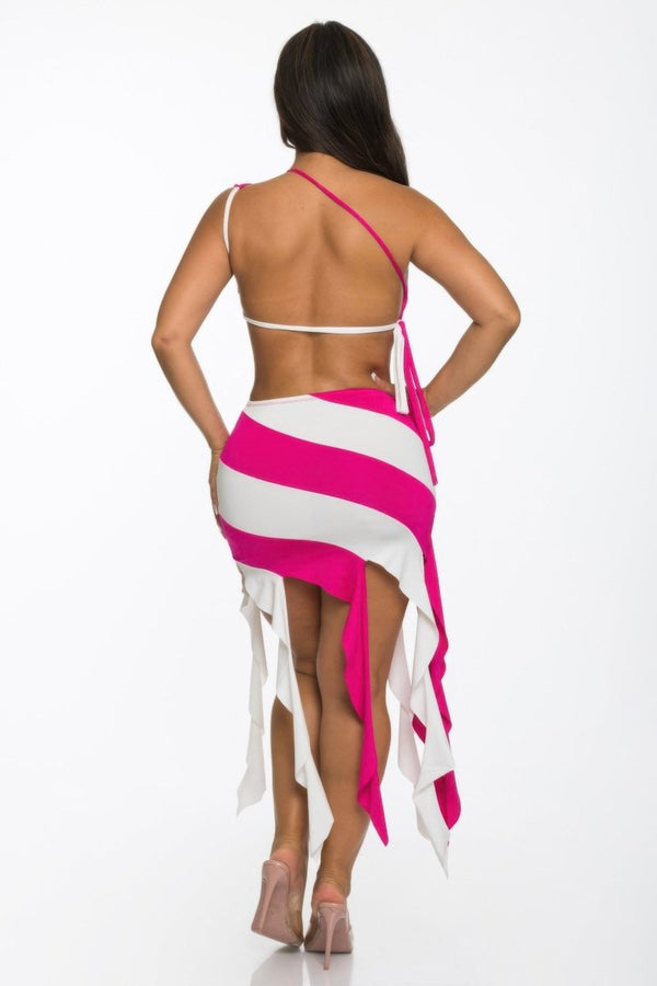 Waist Game Asymmetric Skirt Set - KIOKO