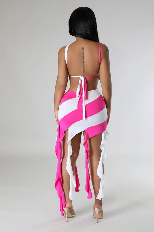 Waist Game Asymmetric Skirt Set - KIOKO