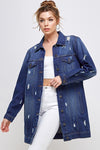 DENIM 3/4 QUARTER JACKETS DISTRESSED WASHED - KIOKO