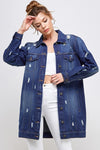 DENIM 3/4 QUARTER JACKETS DISTRESSED WASHED - KIOKO