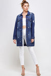 DENIM 3/4 QUARTER JACKETS DISTRESSED WASHED - KIOKO