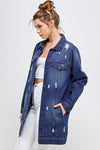 DENIM 3/4 QUARTER JACKETS DISTRESSED WASHED - KIOKO