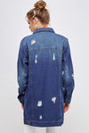 DENIM 3/4 QUARTER JACKETS DISTRESSED WASHED - KIOKO