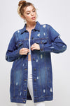 DENIM 3/4 QUARTER JACKETS DISTRESSED WASHED - KIOKO