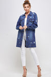 DENIM 3/4 QUARTER JACKETS DISTRESSED WASHED - KIOKO