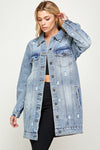 DENIM 3/4 QUARTER JACKETS DISTRESSED WASHED - KIOKO