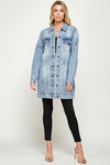 DENIM 3/4 QUARTER JACKETS DISTRESSED WASHED - KIOKO