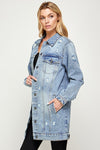 DENIM 3/4 QUARTER JACKETS DISTRESSED WASHED - KIOKO